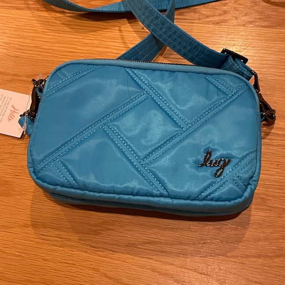 Lug Coupe SE Crossbody Bag Sky Blue Teal Quilted Belt Bag Convertible NWT - Picture 2 of 8